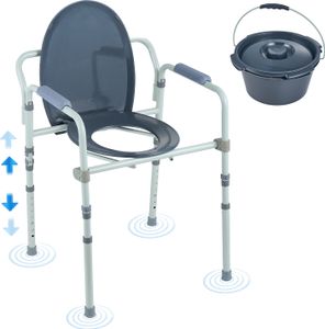 VEVOR Toilettenstuhl Höhenverstellbar Fahrbarer Toilettenrahmen Nachtstuhl