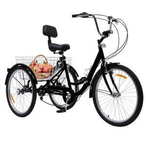 Dreiräder 24 Zoll Fahrrad mit Korb Erwachsene 3-Rad Dreirad