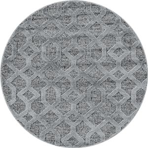 Carpetsale24 Teppich Wohnzimmer Hoch-Tief Effekt 3D Optik Skandinavische Boho Design Elegante Hochflor Teppich Flauschig Grösse 120 cm Rund