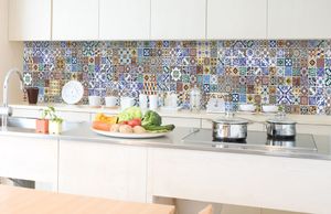 Küchenrückwand Folie selbstklebend PORTUGIESISCHE FLIESEN 350 x 60 cm - Klebefolie - Dekofolie - Spritzschutz für Küche -
