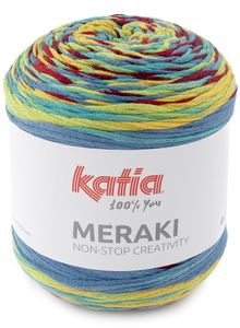 Fil Katia 200g Meraki - Farbe: 504 - Gelb-Blau-Rot-Grün - EIN Knäuel = 1 Sommer-Kleidchen