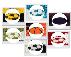Hochflor Teppich Fußball Basketball für Kinderzimmer in vielen Farben Größen, Farbe:Türkis, Grösse:120 cm Rund