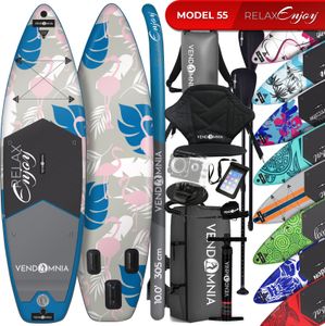 SUP Board Set – 305 cm, aufblasbar, Kajaksitz, Camera Mount, Pumpe, Tragetasche, Paddel, max. 170 kg, Farbwahl - Modelle: Modell 55 -  Relax Enjoy