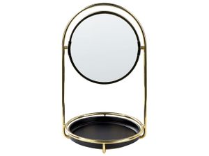 BELIANI Kosmetikspiegel in Gold u. Schwarz aus Eisen ø 15 cm Doppelseitig mit Vergrößerungsspiegel Tischspiegel Schminkspiegel für Konsolentisch