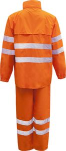 Arbeitsjacke Regenjacke + Regenhose Warnschutz-Regenanzug, Orange Größe L