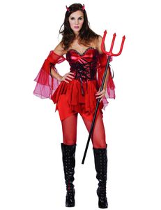 Aufreizende Teufelin Halloween-Damenkostüm rot-schwarz