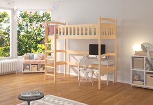Kinderbett MIA + Matratze, Jugendbett, Kinderbetten für Mädchen und Junge, Babybett, 90x200, Kiefer
