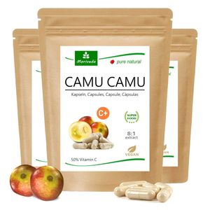 MoriVeda® - Camu Camu Kapseln 8:1 Extrakt mit 50% natürlichem Vitamin C – veganes  (3x120 Kapseln)