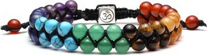 ALSTER HERZ® Perlenarmband 7 Chakra Armband Damen Herren, Yoga Glücksarmband, Edelstein, J0270 Zweireihig