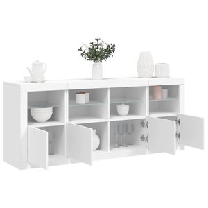 vidaXL Sideboard mit LED-Leuchten Weiß 163x37x67 cm