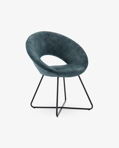 Konferenzstuhl Sessel Lounge Sessel Esszimmerstuhl Samt Vintage Design, Farbe:Blau, Material:Samt Vintage