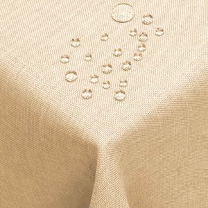DecoHomeTextil Leinen Optik Tischdecke Champagner Eckig 160 x 160 cm mit Lotus Effekt Abwaschbar