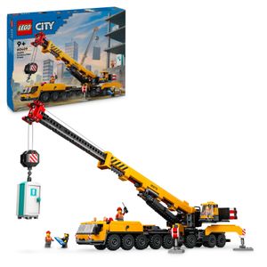 LEGO City Mobiler Baukran, Bauspielzeug für Jungen und Mädchen, Geschenk für kreative Kinder, ausfahrbarer langer Ausleger, 4 Bauarbeiter-Minifiguren für Rollenspiele 60409