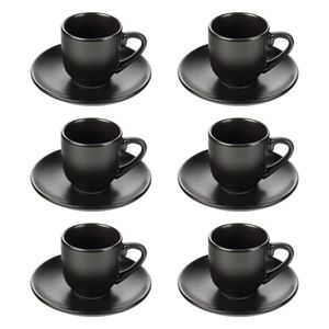 Schramm® Espressotassen Set aus Porzellan 6er Set wählbar in 3 verschiedenen Farben 6 Espresso Tassen mit 6 Untertassen 70ml Espressotassenset Kaffee Tassen Tasse 12-teilig, Farbe:schwarz