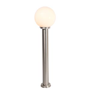 QAZQA - Moderne Außenleuchte I Wegeleuchte I Gartenlampe I Gartenleuchte I Standleuchte Pfahl Edelstahl I nickel matt 100 cm - Sfera I Außenbeleuchtung - Edelstahl Länglich - LED geeignet E27