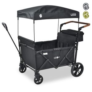 FableKids Bollerwagen LEO X4Lite mit Dach faltbarer Transportwagen Onyx Schwarz