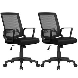 Yaheetech 2x  Bürostuhl Ergonomischer Schreibtischstuhl Drehstuhl Chefsessel Gaming Stuhl Schwarz