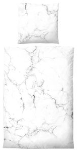 Satin-Bettwäsche - Weiß - Grau - 135 x 200 cm - mit Reißverschluss