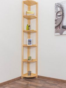 Regal, Küchenregal, Wohnzimmerregal, Bücherregal - 30 cm breit, Kiefer Holz-Massiv, Farbe: Natur