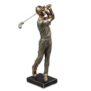 Dekofigur, Skulptur Golfspieler, Golfer H. 27cm bronze Kunststein Formano