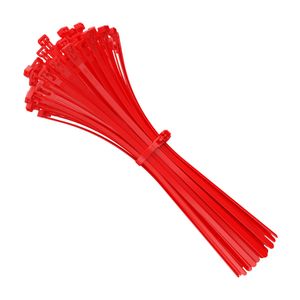 Kabelbinder Wiederverschließbar, 200mm x 7,6mm, 100 Stück, Rot, Wiederlösbar, Wiederverwendbar von intervisio