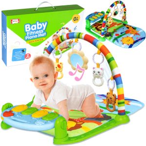 MalPlay Spielmatte mit Spielbogen für Baby mit Musik 80x65cm Spieldecke mit Klaviertastatur Melodien, Noten und Klangeffekten | Lernspielzeug für Neugeborene Kleinkinder