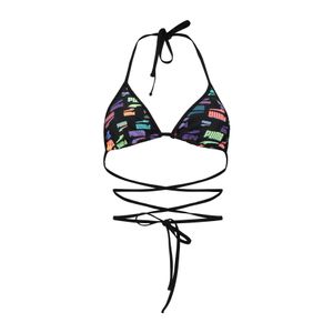 Puma Swim Damen Wrap Triangle Bikini Top Black Combo Logo Bunt