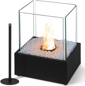 ACXIN Bioetanolový stolní krb z nerezové oceli s dekorativními kamenyBezpečný a teplý, stolní krbový oheň pro obývací pokoj balkon Bez kouře a zápachu, krb, skleněný krb, skleněný oheň, stolní oheň, stolní dekorativní oheň