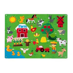 Flanelové karty pro děti (1x podložka, 30x samolepky), farma