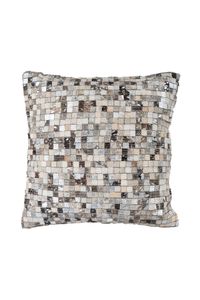 Kayoom - Leder Kissen Finish Pillow 100 Grau / Silber Grösse: 45cm x 45cm
