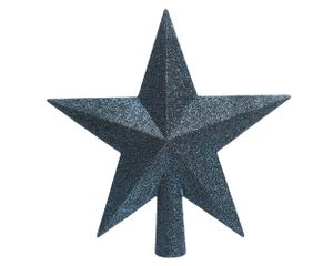 Christbaumspitze Stern mit Glitzer 19cm Kunststoff, nachtblau