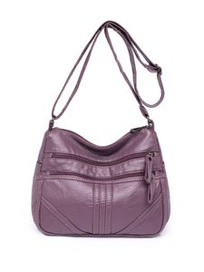 Damen Reißverschluss Crossbody Bag Multi Taschen Handtasche Texturierbar Umhängetaschen Lila