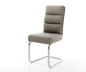 DELIFE Freischwinger Pela-Flex Echt-Leder Schlamm Freischwinger flach Edelstahl Taschenfederkern