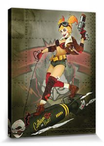Harley Quinn Poster Leinwandbild Auf Keilrahmen - Gotham Or Bust, DC Comics (80 x 60 cm)