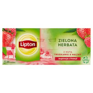 Zielona herbata Lipton o smaku truskawkowym i malinowym 35 g (25 torebek)