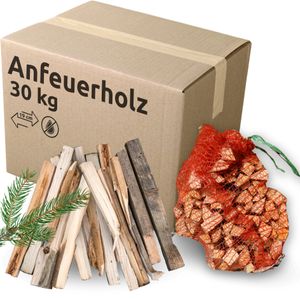 Anfeuerholz 30kg (10x3kg) | Anmachholz Nadelholz 5 dm³/3kg Sack Kaminanzünder Grillanzünder