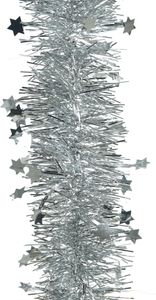 Weihnachtsgirlande Lametta mit Sternen 9cm x 2,7m - Silber