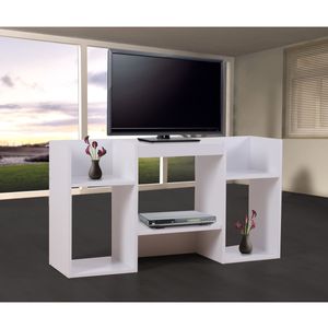 TV stolík TV stolík drevená polica 109x59x30 cm ~ biela