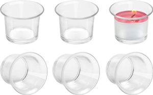 Belle Vous Votivkerzenhalter (6 Stk) – Transparente Glas Teelichthalter, Kerzenhalter für Teelichter – Je 4,5 x 4,5 cm - Windlicht Glas Kerzengläser