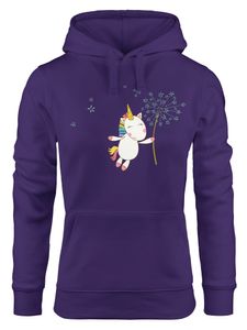 Kapuzen-Pullover Damen Einhorn mit Pusteblume Unicorn with Dandelion Hoodie Moonworks® lila L