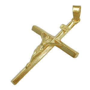 Anhänger Kreuz mit Jesus 30x18mm aus 9Kt 375 Gold Gelbgold glänzend
