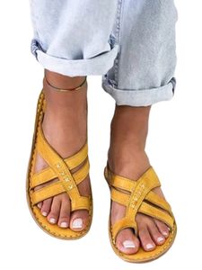 Damen Tangasandalen Gesunde Schuhe Freizeitschuhe Atmungsaktiv,Farbe:Gelb,Größe:39