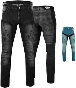 BULLDT Herren Motorradjeans Motorradhose Denim Jeans Hose mit Protektoren, Jeansgröße:W34 / L32, Farbe:Schwarz