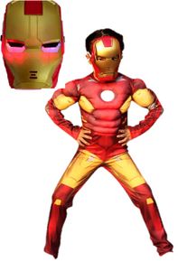 Iron Man-Kostüm für Kinder Karneval leuchtende Maske 120/130