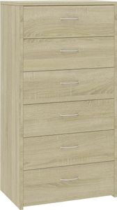 vidaXL Sideboard 6 Schubladen Sonoma-Eiche 50x34x96 cm Holzwerkstoff