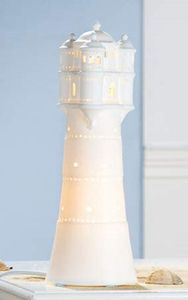 Gilde Porzellan Lampe Leuchtturm (BxHxL) 35 cm weiss E14 max 25 W ? 12 cm