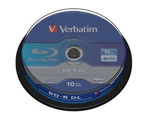 Verbatim Beschreibbare Blu-ray Disc - BD-R DL Rohling - 50 GB - 6x Schreibgeschwindigkeit - 10er Spindel - 120mm