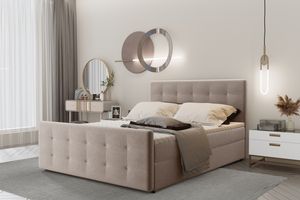 Kaiser Möbel Boxspring posteľ 120x200 s podnožou a matracom + topper, posteľ do spálne AMOR Beige