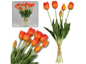 Silikónové tulipány, oranžové, ako živé, kytica 5 kusov