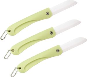 3Pcs Keramik Klappmesser Handliches Obstmesser(Nordic Green, Gefaltet)